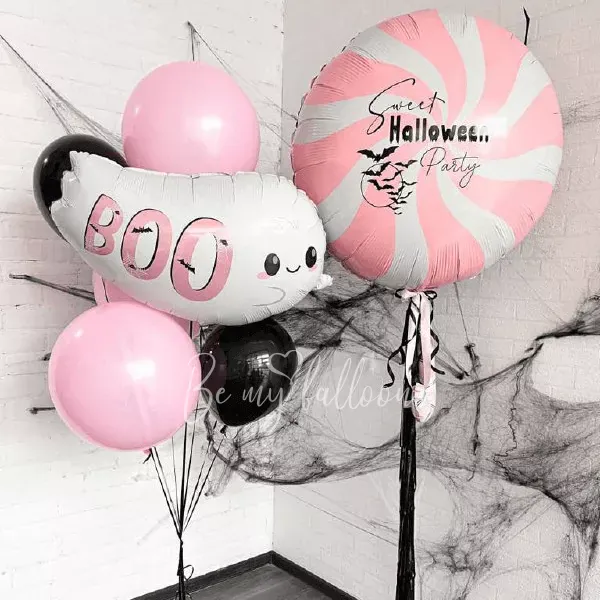 Сладкий букет из воздушных шаров на Хэллоуин