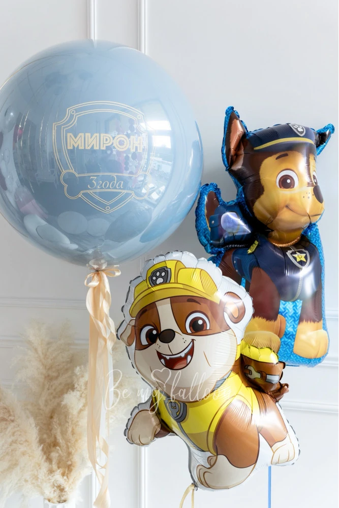 Гелиевый букет Chase и Rubble Paw Patrol с гигантским шаром