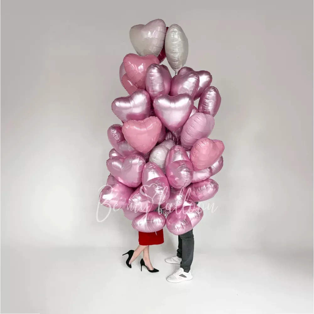 50 هيليوم فويل هارتس بينك ميكس