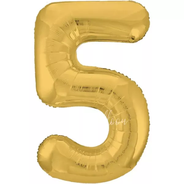 40" Helium foil gloss Gold Number 5 balloon