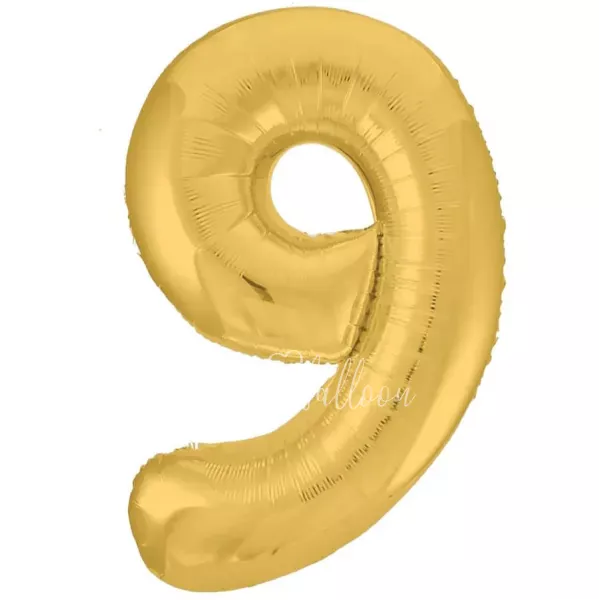 40" Helium foil gloss Gold Number 9 balloon