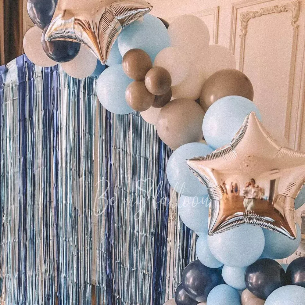 First Birthday for a Boy Balloon Garland Setup