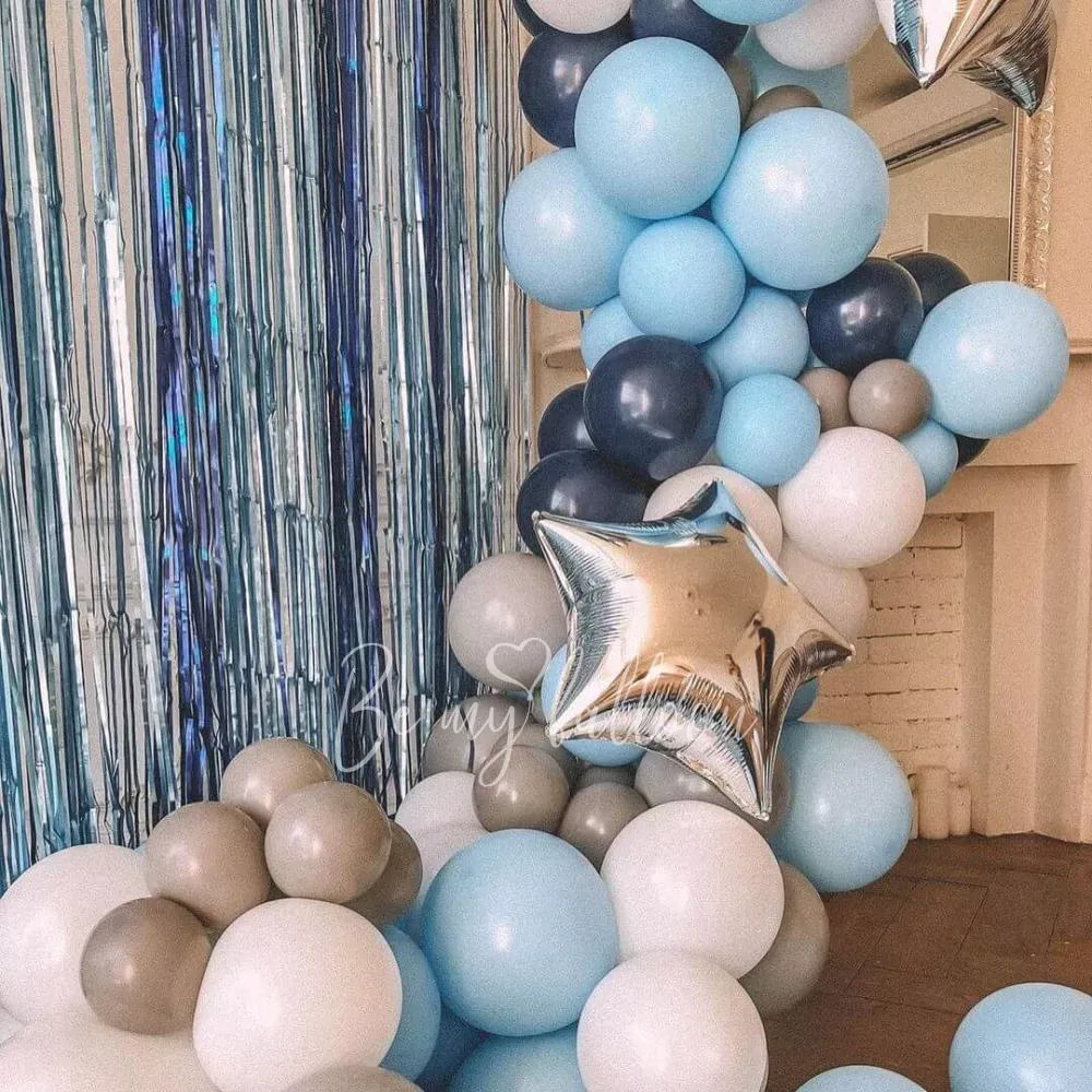 First Birthday for a Boy Balloon Garland Setup