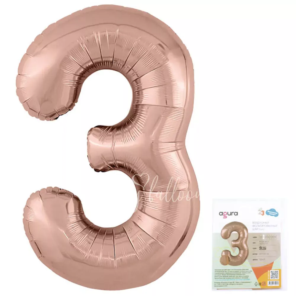 40 " الهيليوم احباط ارتفع الذهب رقم 3 بالون