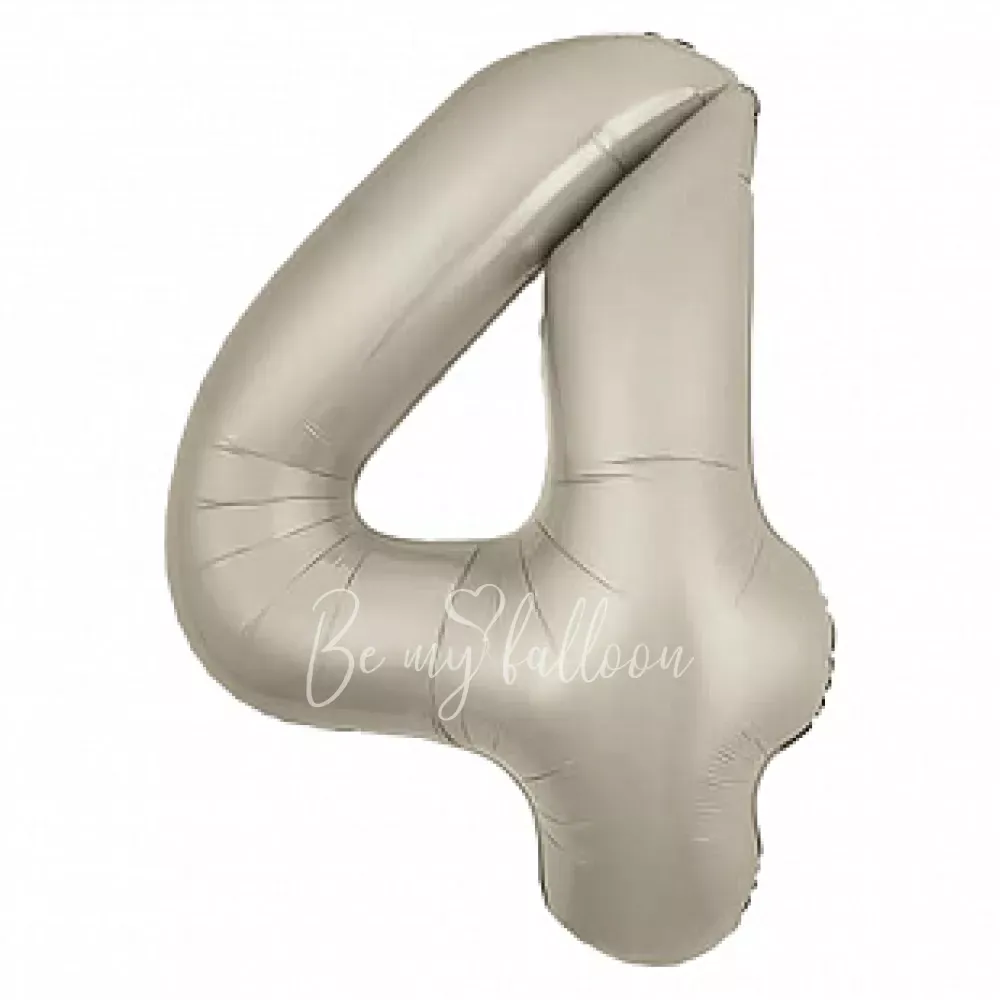 40" Helium foil Cream Number 4 balloon