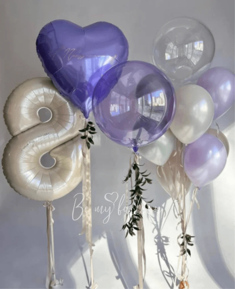 Set of balloons with the number "Lilac glow"