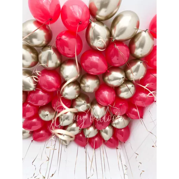 Воздушные шарики под потолок "Красно-золотые мечты"