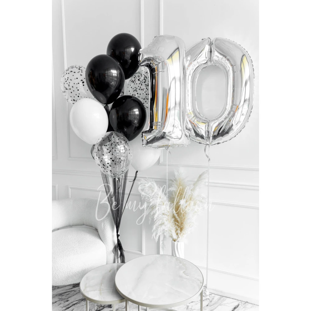 Strong Helium Balloon Bouquet with Foil Numbers 10