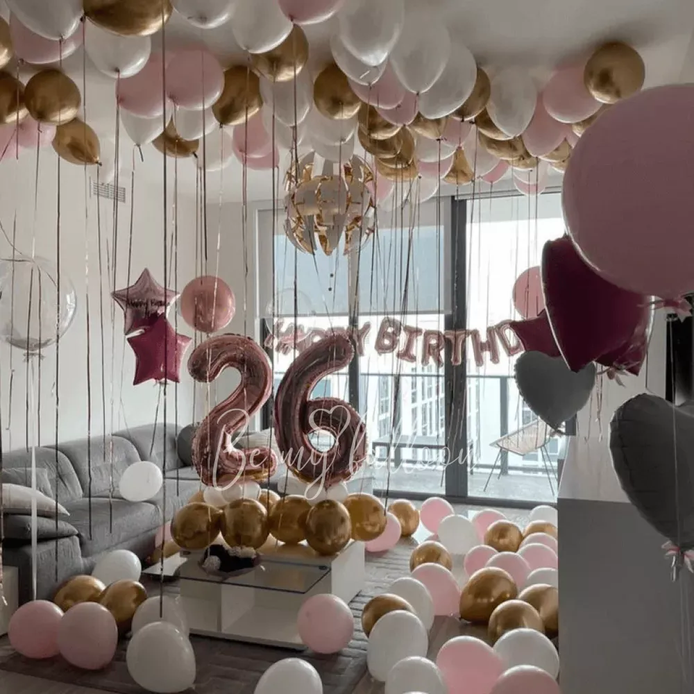 100 потолочных гелиевых шаров стандарт