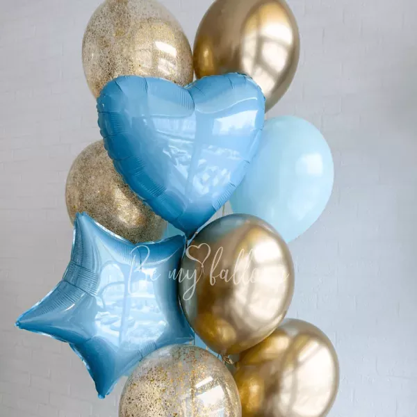 Blue & Gold Helium balloon Bouquet