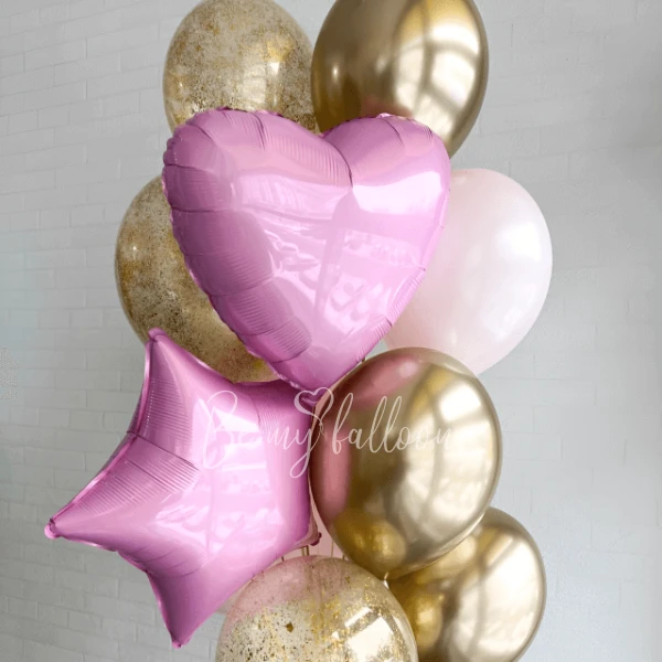 Pink & Gold Helium balloon Bouquet