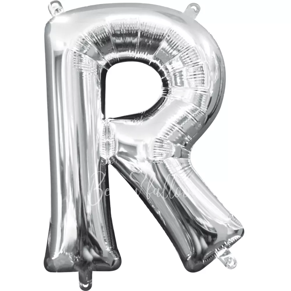 40" Helium foil gloss Silver Letter R balloon