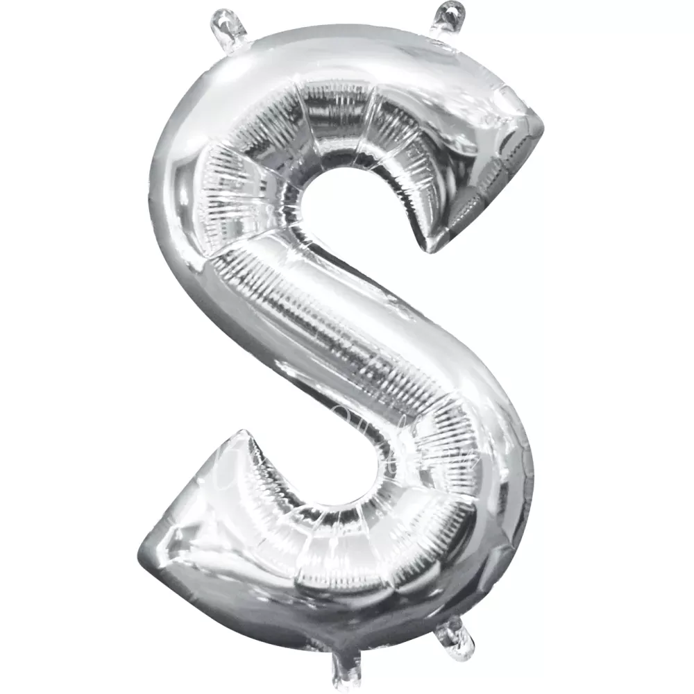 40" Helium foil gloss Silver Letter S balloon