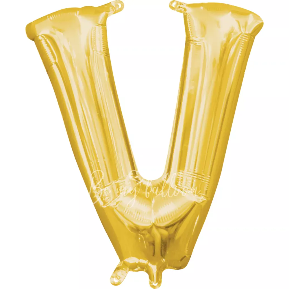 40" Helium foil gloss Gold Letter V balloon