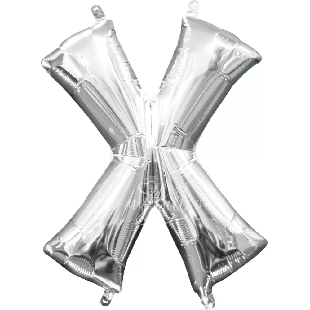40" Helium foil gloss Silver Letter X balloon