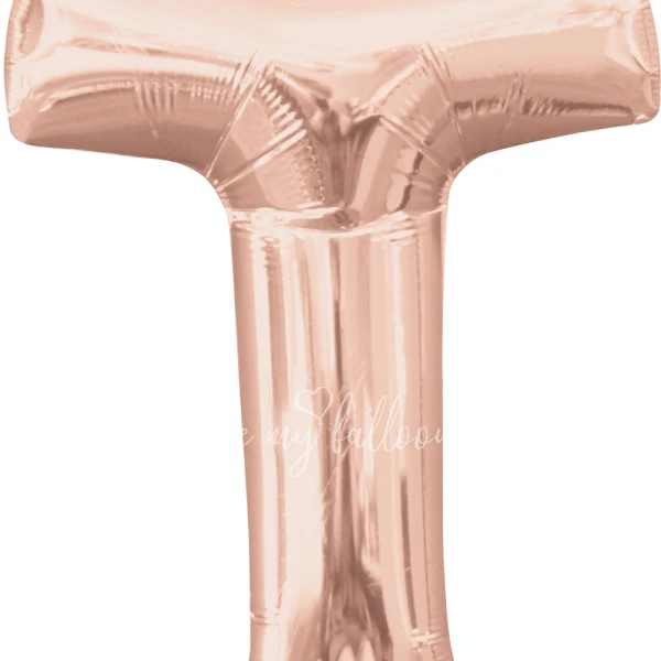 40" Helium foil gloss Rose gold Letter T balloon