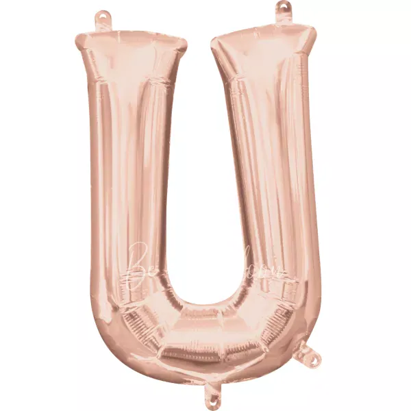 40" Helium foil gloss Rose gold Letter U balloon