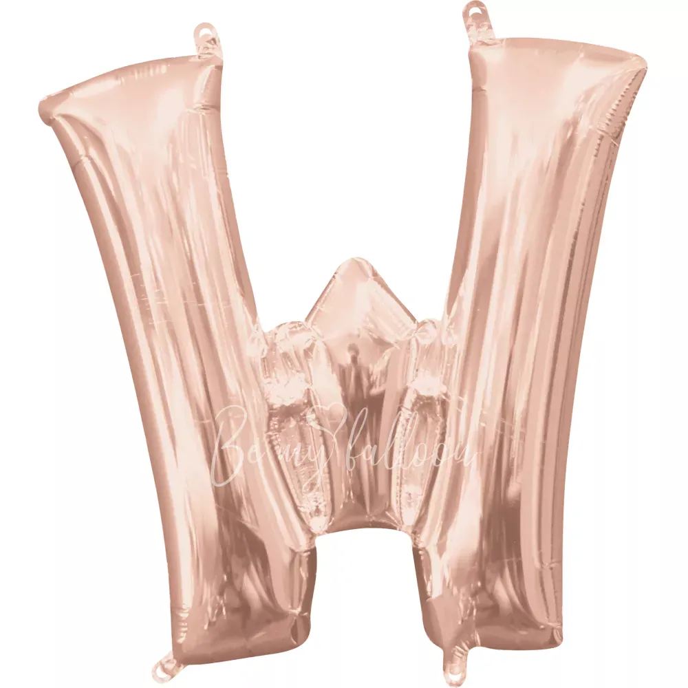40" Helium foil gloss Rose gold Letter W balloon