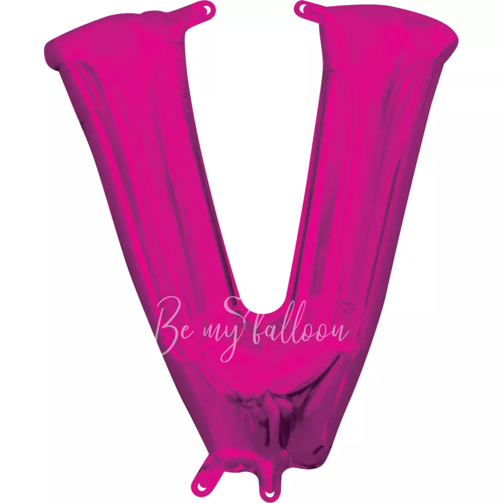 40" Helium foil gloss Fuchsia Letter V balloon