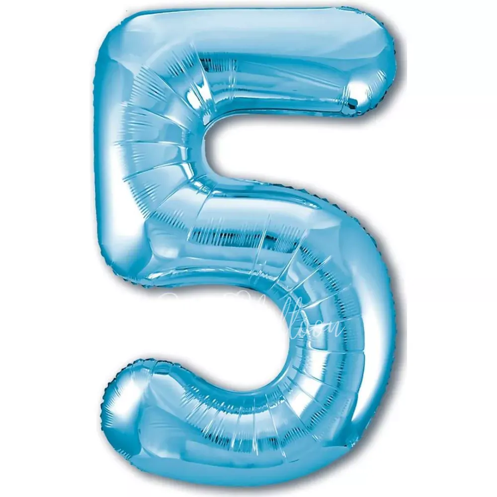 40" Helium foil gloss Light blue Number 5 balloon