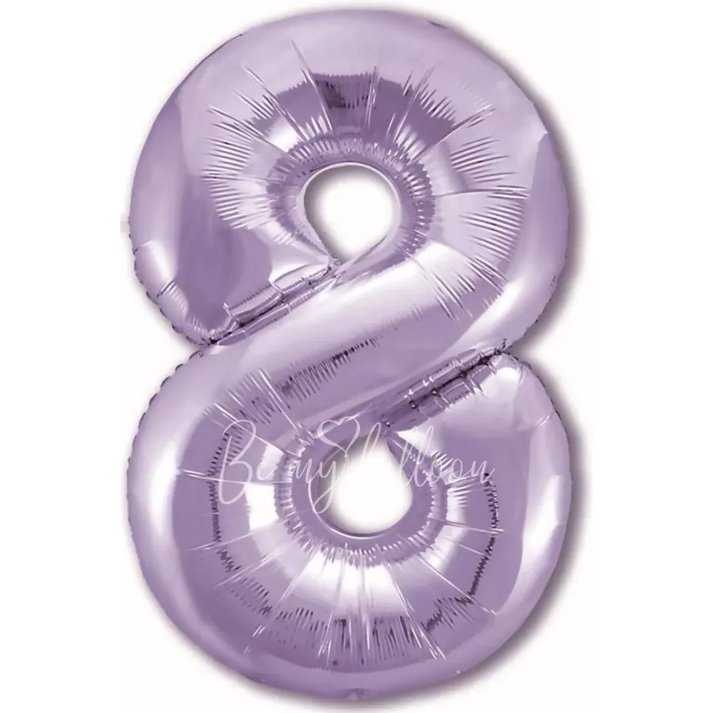 40" Helium foil gloss Lilac Number 8 balloon