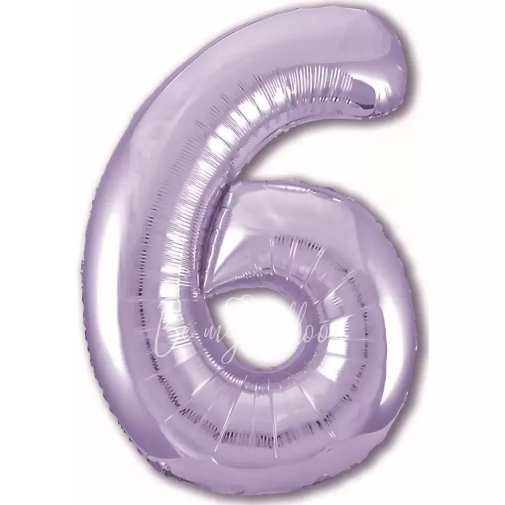 40" Helium foil gloss Lilac Number 6 balloon