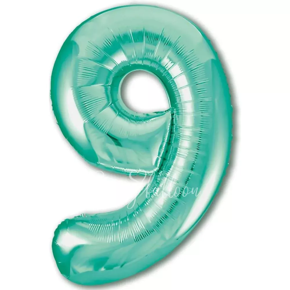 40" Helium foil gloss Biscay green Number 9 balloon