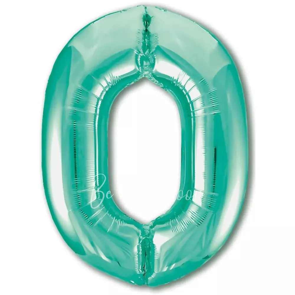 40" Helium foil gloss Biscay green Number 0 balloon