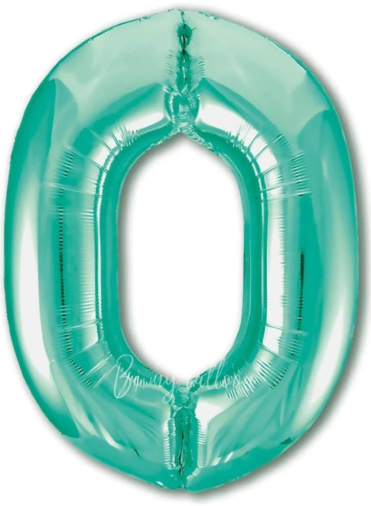40" Helium foil gloss Biscay green Number 0 balloon