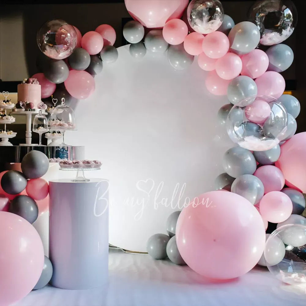 4.5 meter Soft Pastel Organic Balloon Garland with round Backdrop