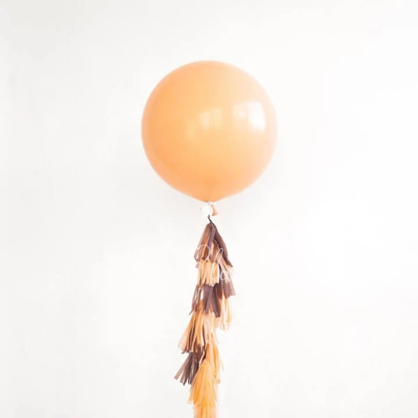 Latex Giant plain fashion balloon with tassels Beige