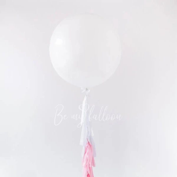 Latex Giant plain fashion balloon with tassels White