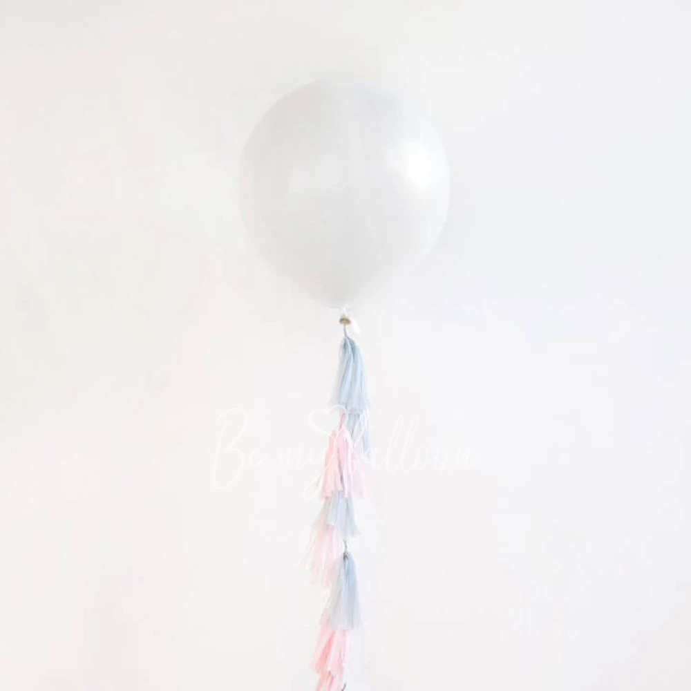 Latex Giant plain fashion balloon with tassels White