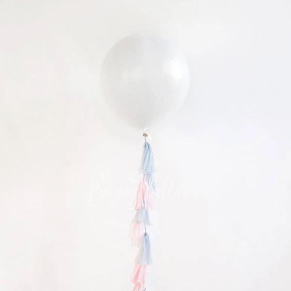 Latex Giant plain fashion balloon with tassels White