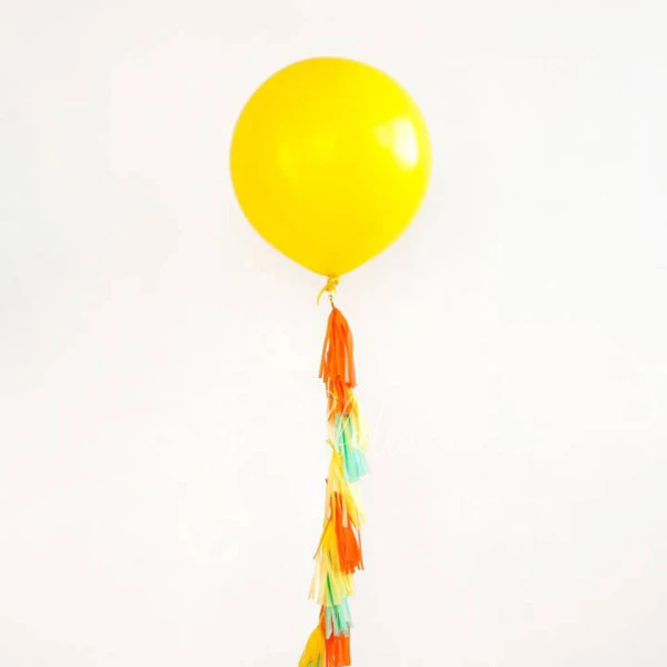 Latex Giant plain fashion balloon with tassels Yellow