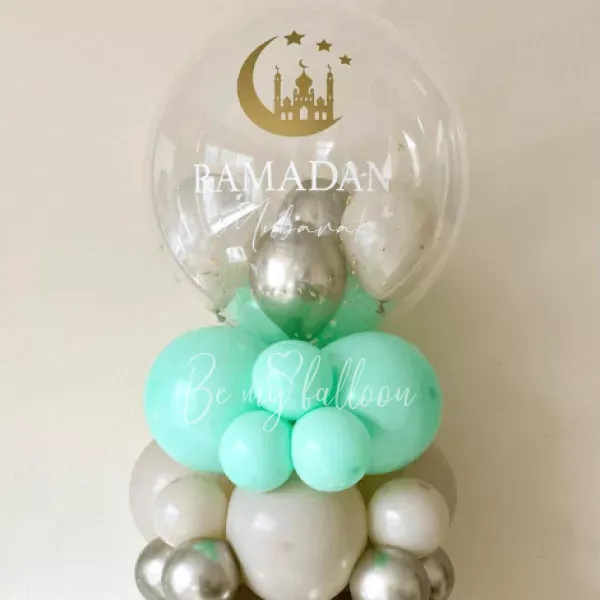 A set of balloons with small mint-green balloons